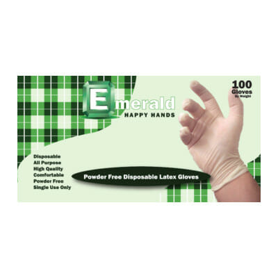 Emerald Latex Powder Free Gloves 100ct Small