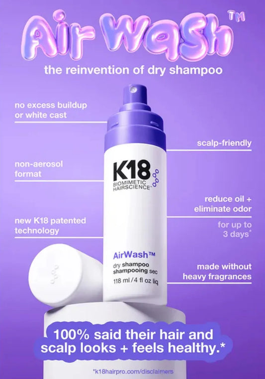 K18 Airwash Dry Shampoo 4oz.