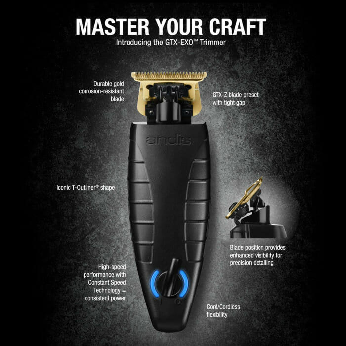 Andis GTX-EXO Cordless Lithium-Ion Trimmer 74100 Black & 24K Gold