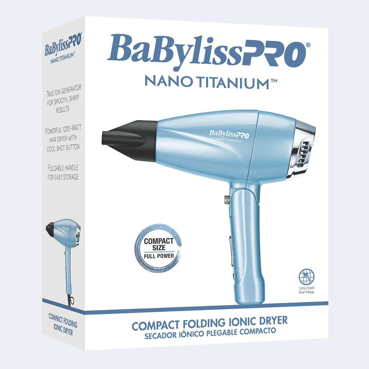 BabylissPro Nano Titanium Compact Folding Ionic Dryer
