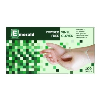 Emerald Vinyl Powder Free Gloves 100ct X-Large