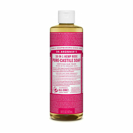 Dr. Bronner's 18-In-1 Rose Pure-Castile Liquid Soap 16oz.