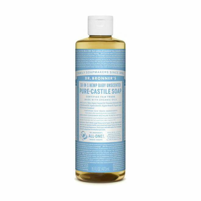 Dr. Bronner's 18-In-1 Baby Unscented Pure-Castile 16oz.